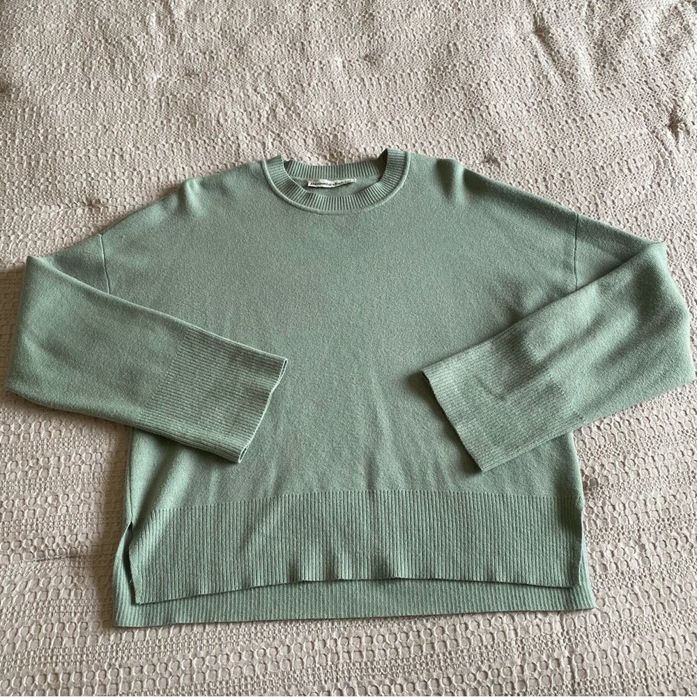 Abercrombie & Fitch Green Crew Sweater Pull Over Boxy Spring Side Split Small